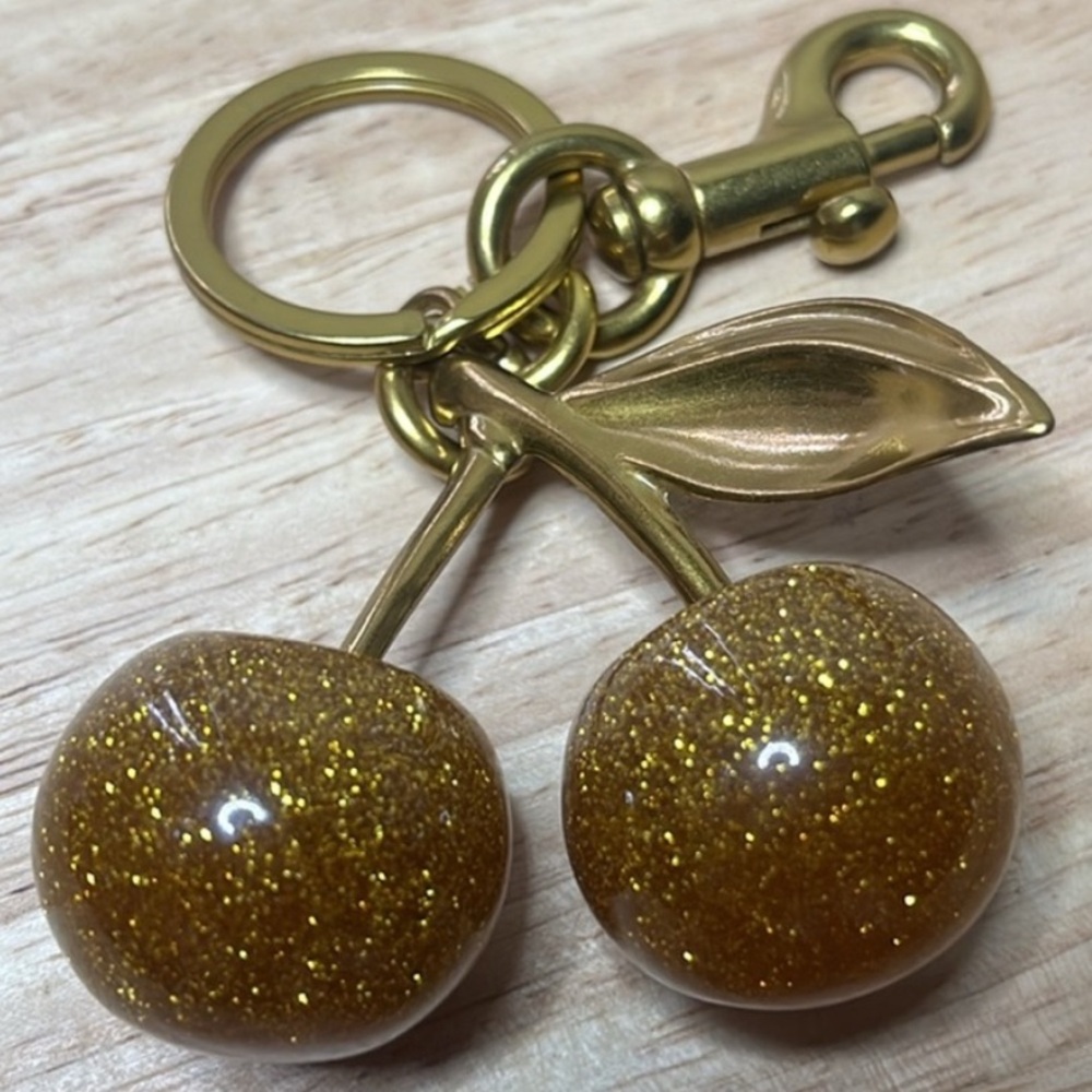 Matte Gold Cherry Keychain